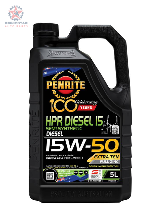 Penrite HPR Diesel 15 15W-50 – 5L Semi Synthetic (Full Zinc, EXTRA TEN)